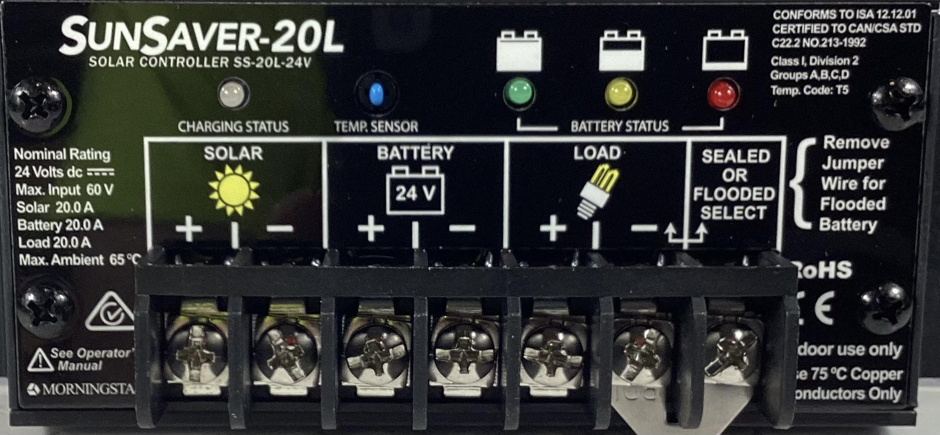 Controller, Solar, SunSaver-20L, 24V
