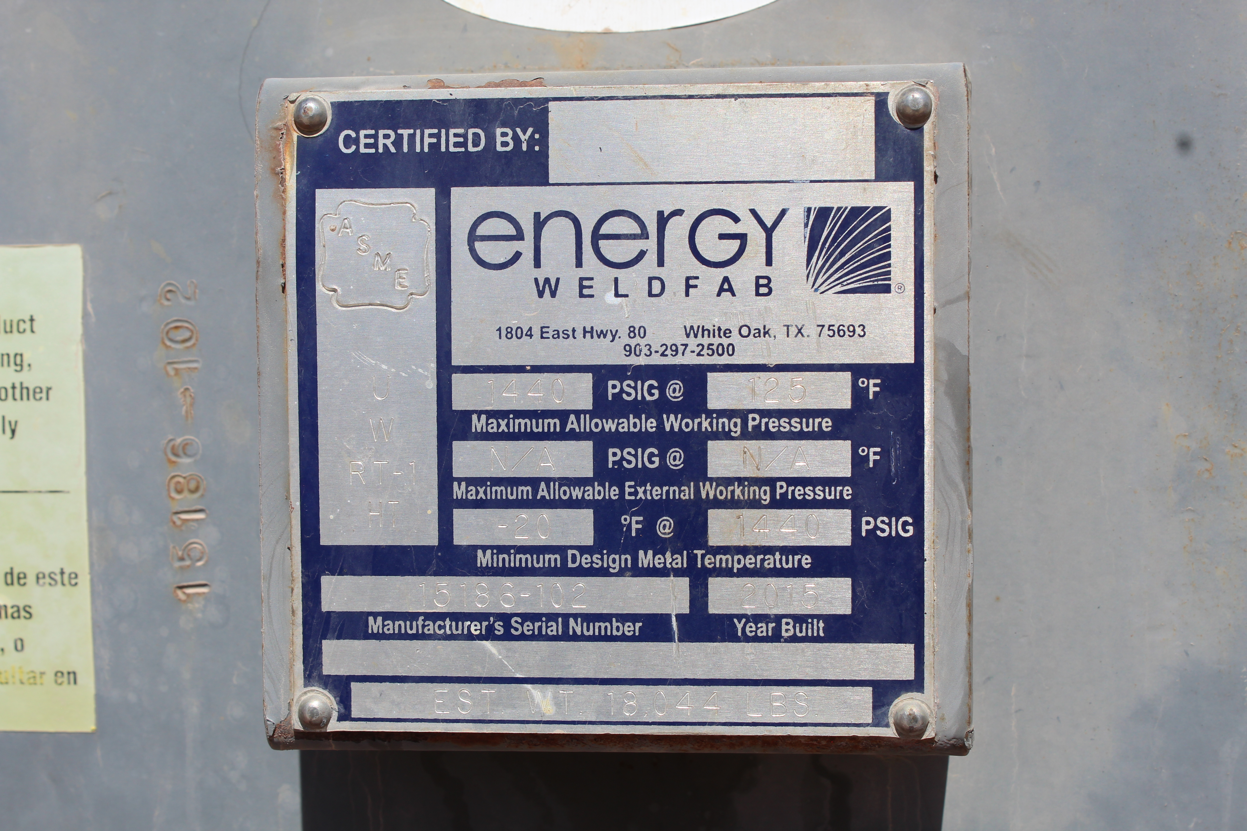 Used 2015 Energy Weldfab 48"x10', 1440#