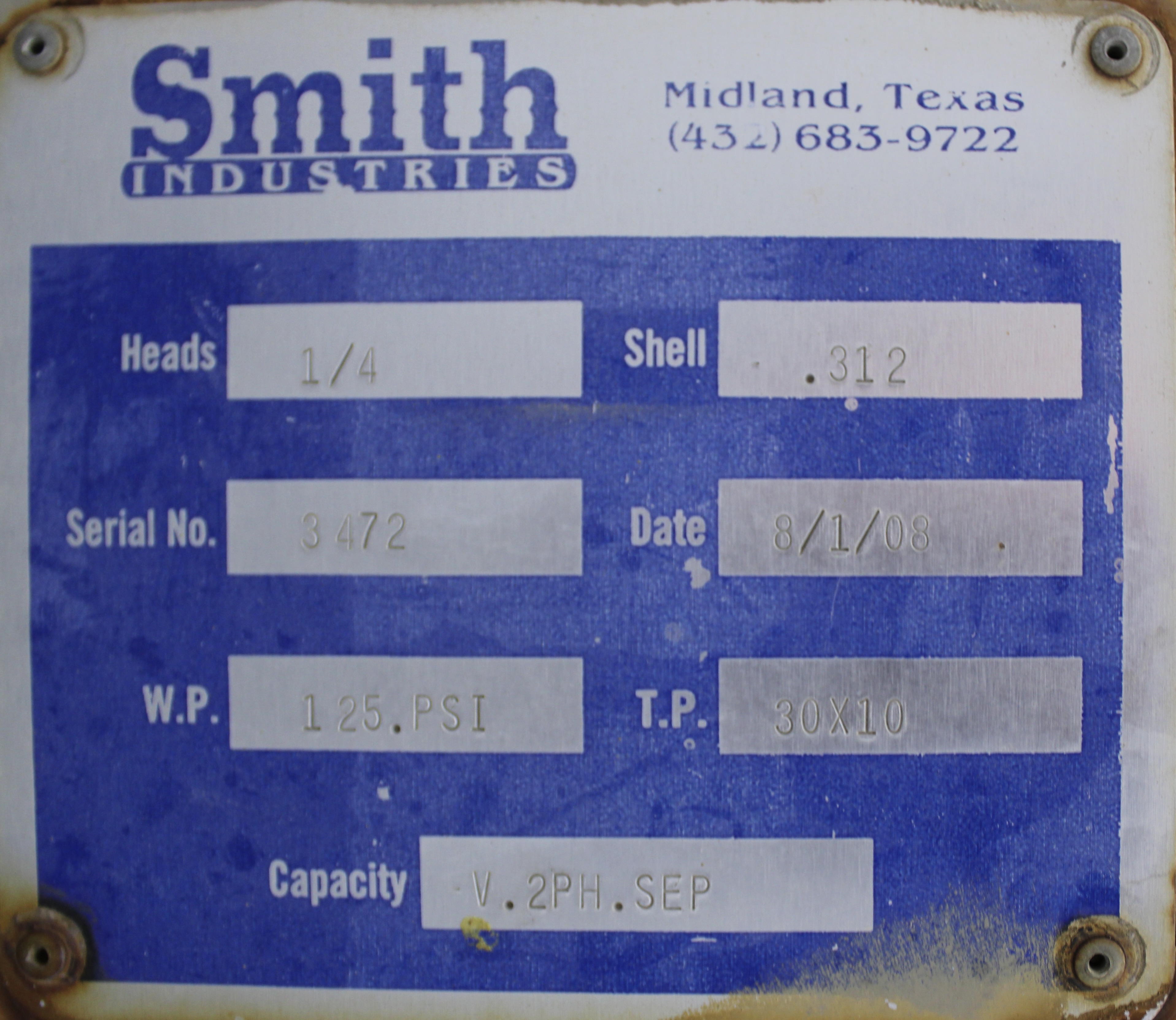 Used Separator, Vertical, 2P, 30"x10', 125#