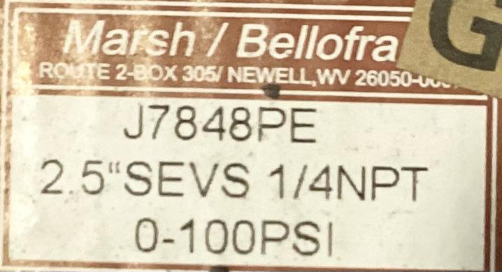 Gauge, Pressure, Liquid Filled, 1/4"x2-1/4", 0-100#