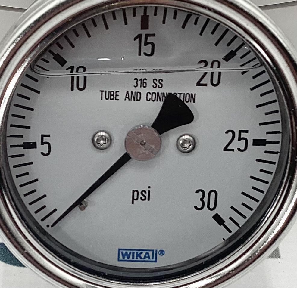 Gauge, Pressure, Liquid Filled, 1/4"x2-1/4", 0-30#
