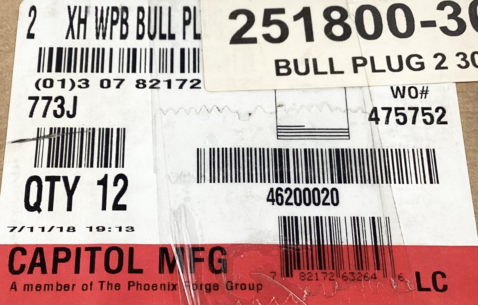 Plug, Bull, THD, 2", XH