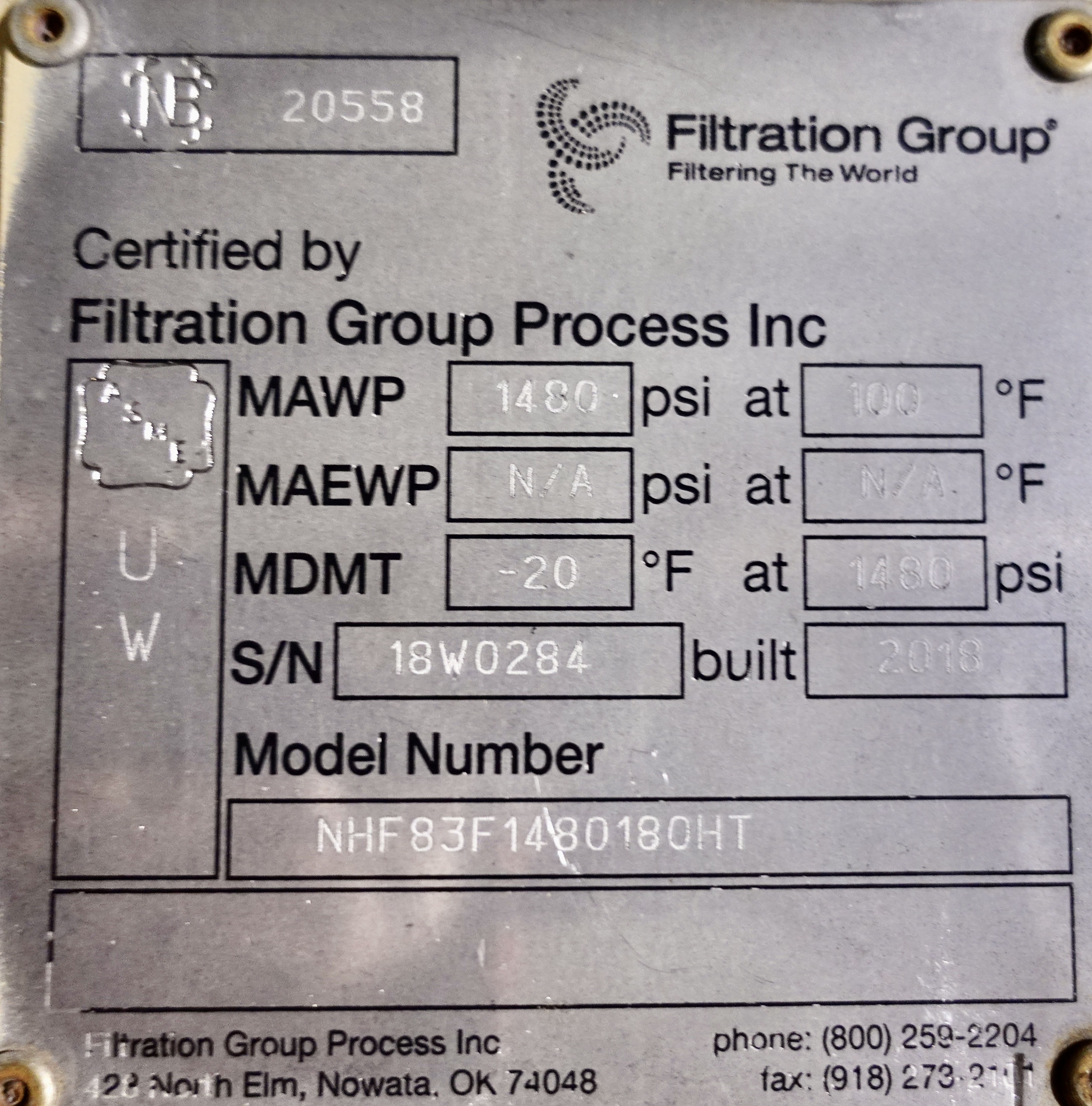 Refurbished Glycol, Filter, 8"x8', 1480#