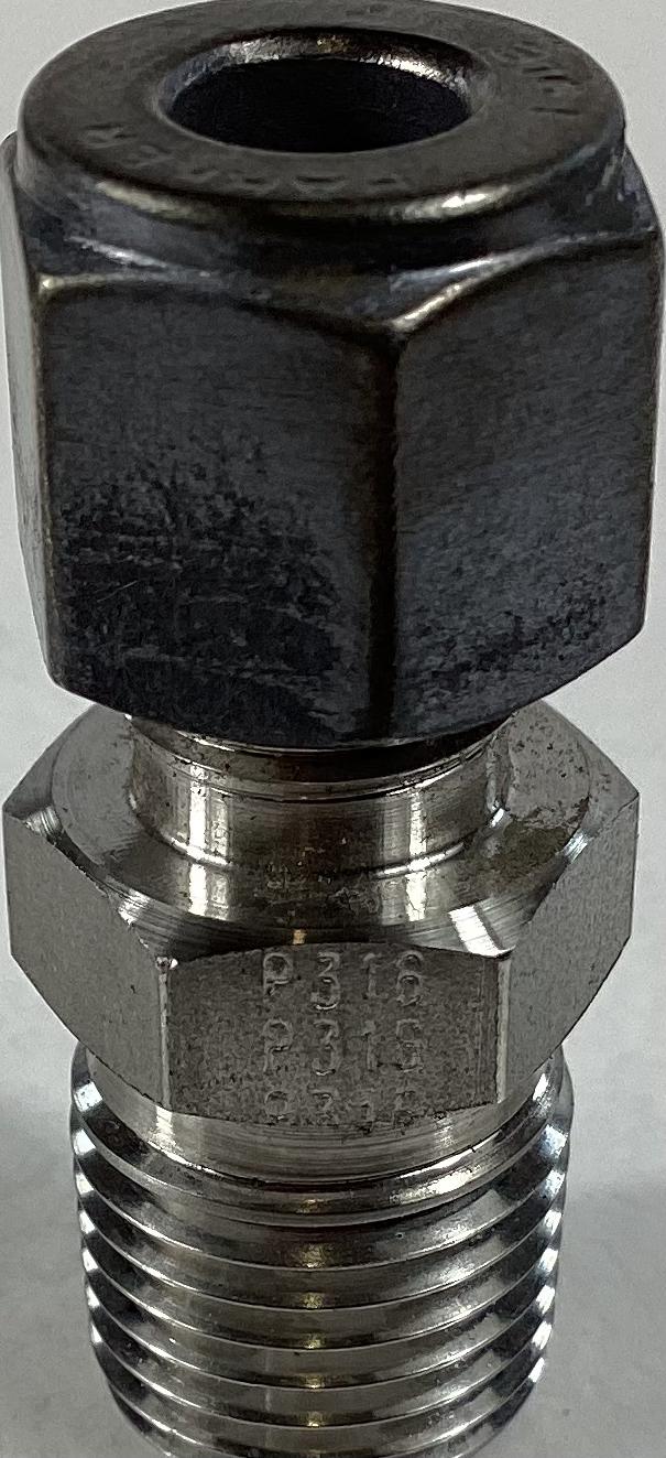 Fitting, Tube, Stainless Steel, 1/4"x1/4", Tubing x MNPT, Flareless Bite