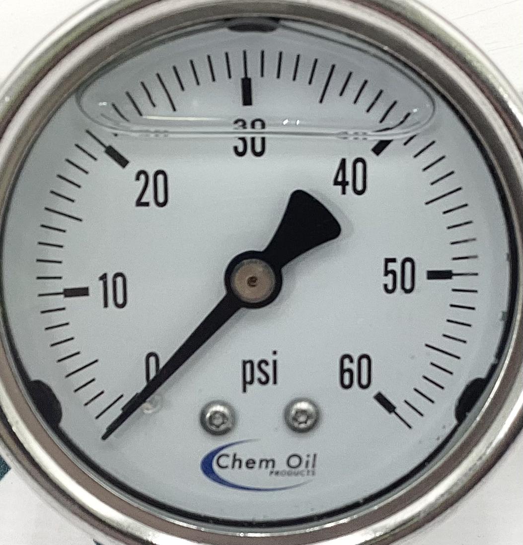 Gauge, Pressure, Liquid Filled, 1/4"x2-1/2", 0-60#