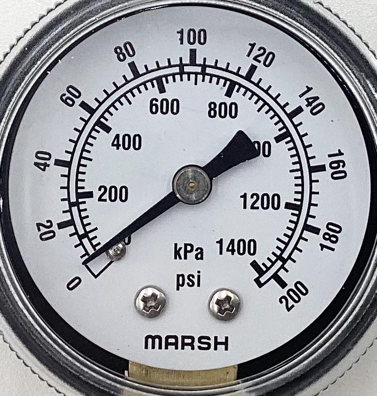 Gauge, Pressure, Dry, 1/4"x2", 0-200#