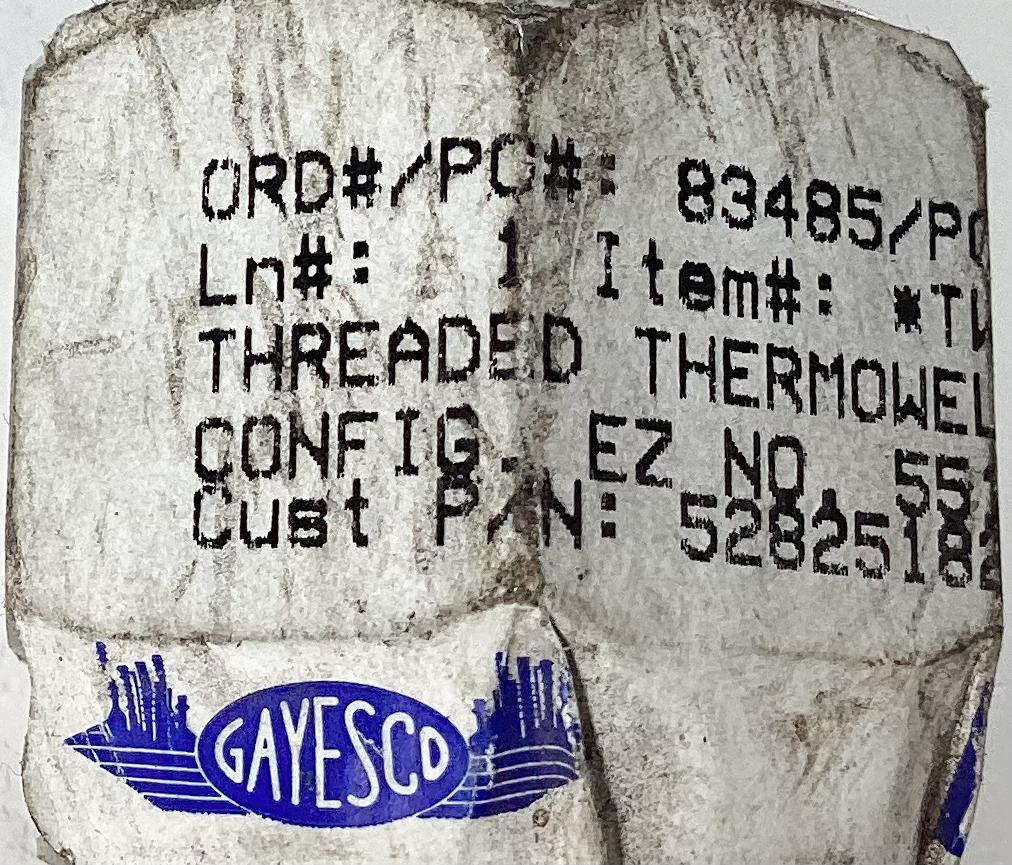 Thermowell, THD, 1/2"x3/4"x3", 316SS