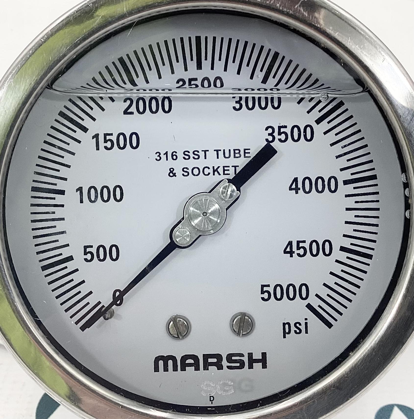 Gauge, Pressure, Liquid Filled, 1/2"x4-1/2", 0-5000#