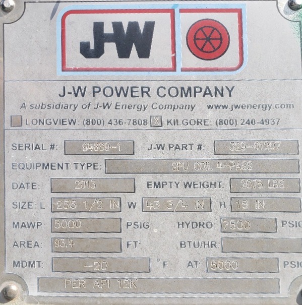 Used GPU, Single, 24"x10', 1440, 1 mmbtu, 3" 5000#