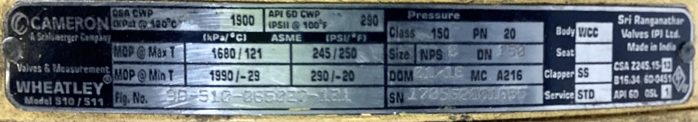 Valve, Check, 6", RF150, 1900#