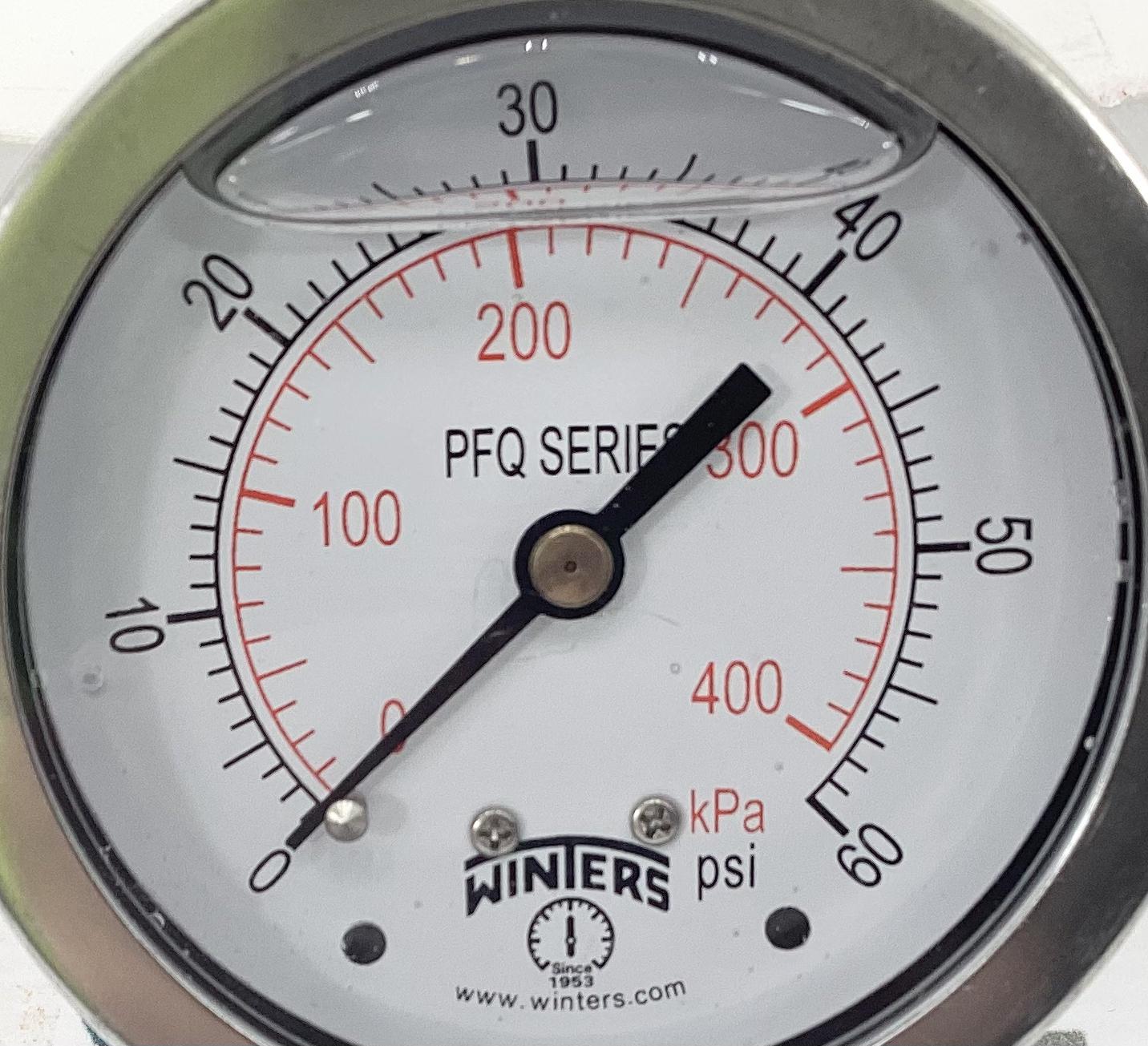 Gauge, Pressure, Liquid Filled, 1/4"x2-1/2", 0-60#