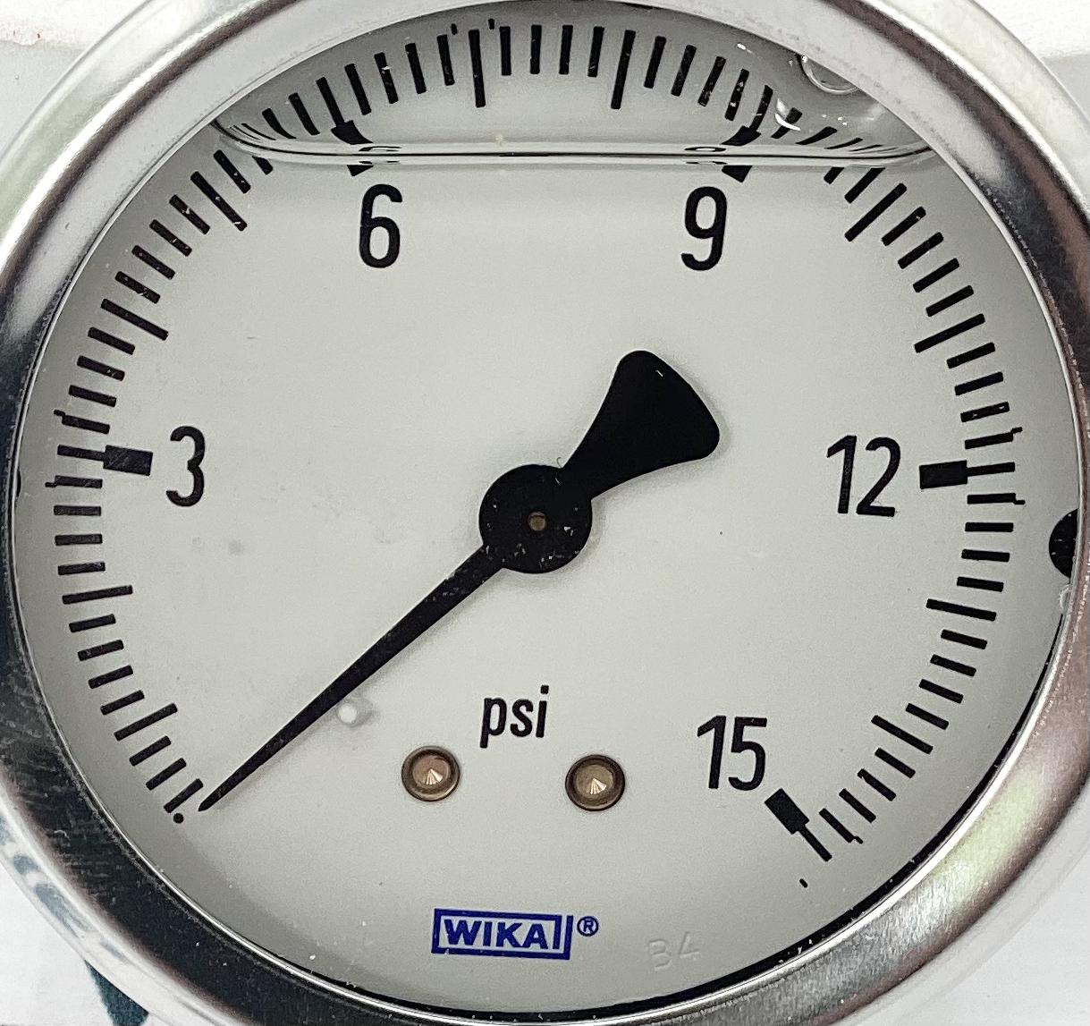 Gauge, Pressure, Liquid Filled, 1/4"x2-1/2", 0-16#