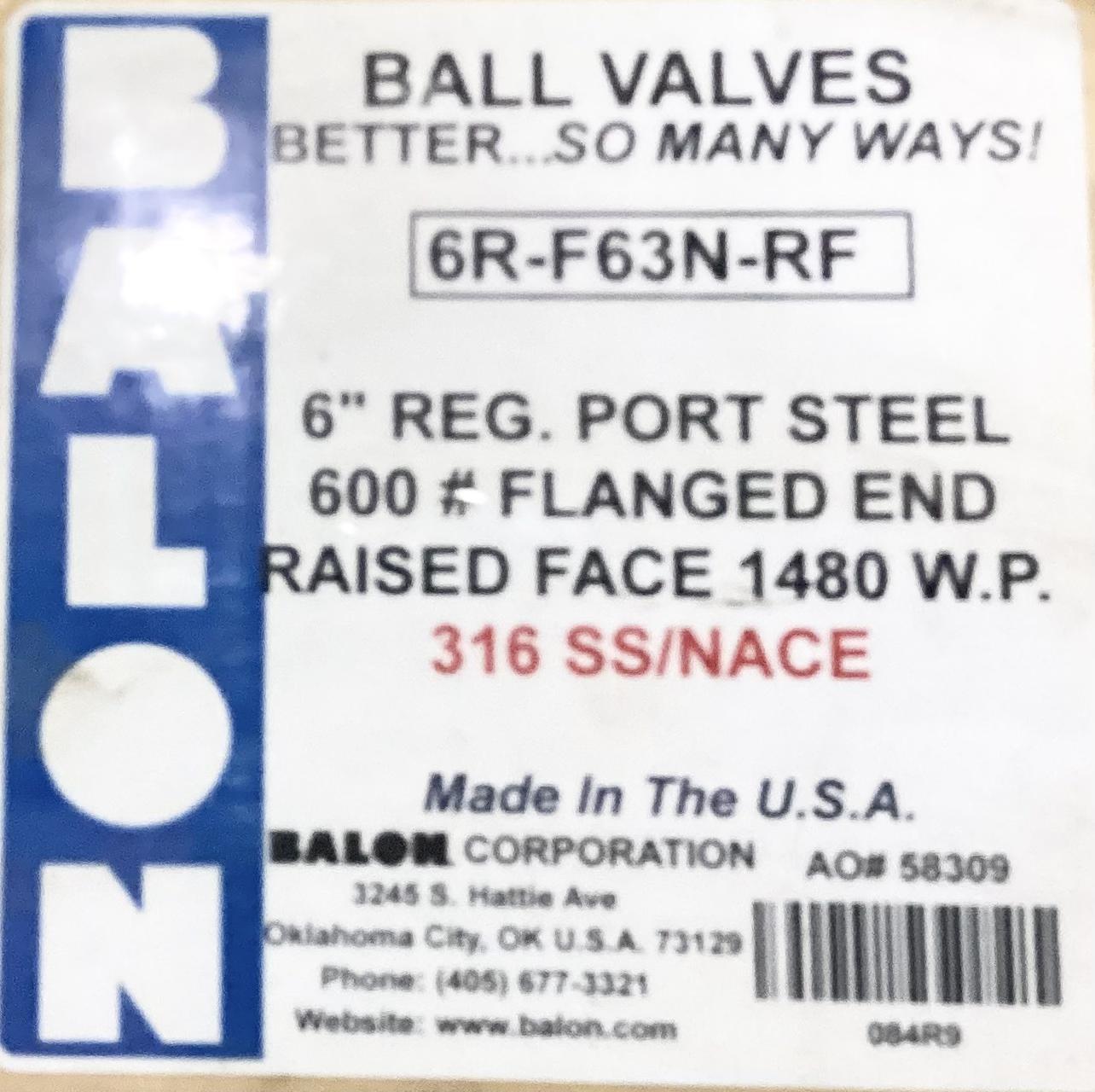 Valve, Ball, Flange, RF600, 6", 1480#