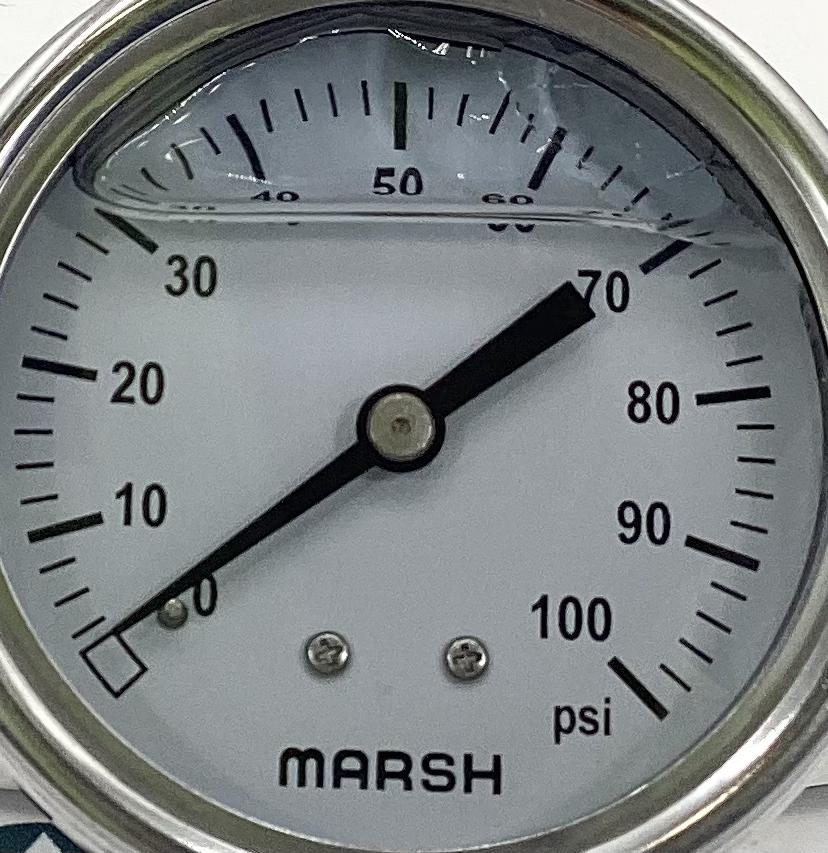 Gauge, Pressure, Liquid Filled, 1/4"x2-1/4", 0-100#