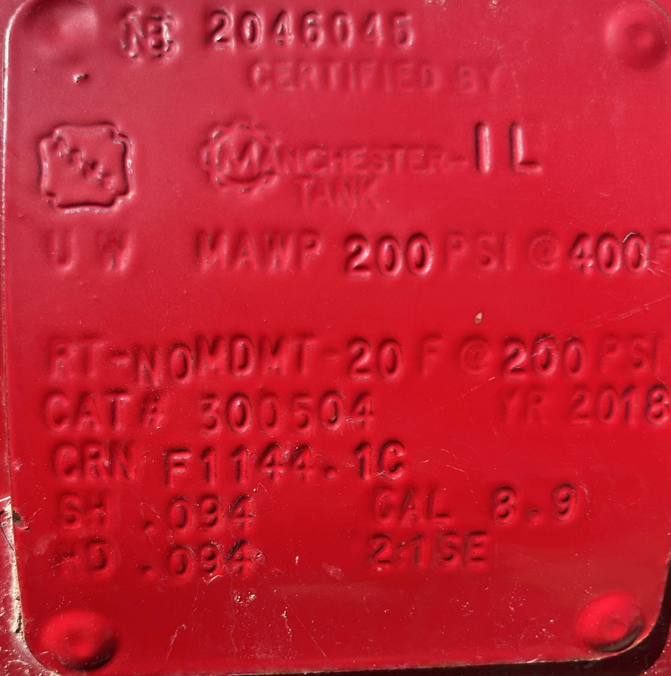 Used Blowcase, Horizontal, 8.9 gal, 200#