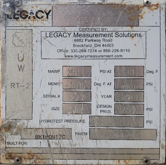 Used Separator, Horizontal, 3P, 30" x 10', 250#