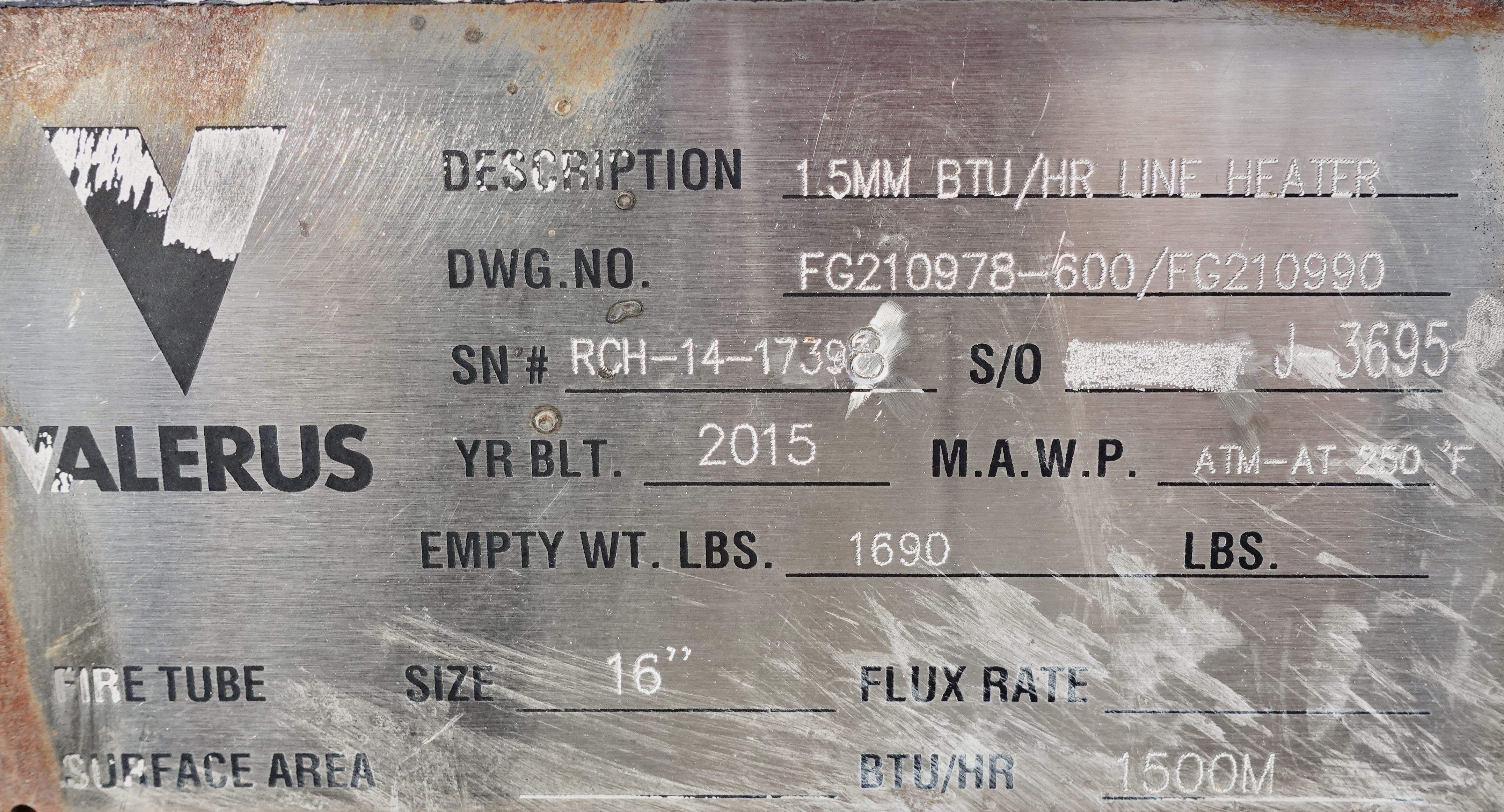 Used Line Heater, 1.5 mmbtu, 3", 5000#