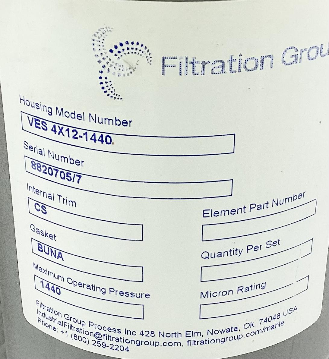 Filter Housing, Cartridge, 4"x12", 1440#