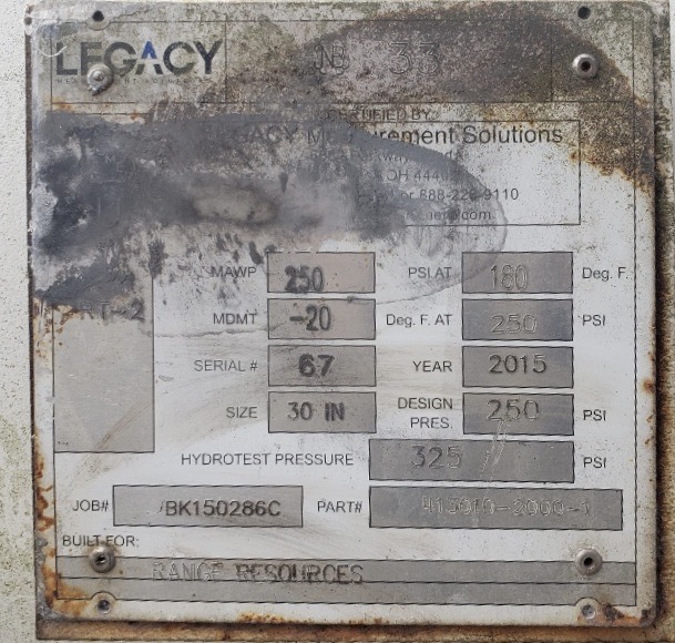 Used Separator, Horizontal, 3P, 30" x 10', 250#