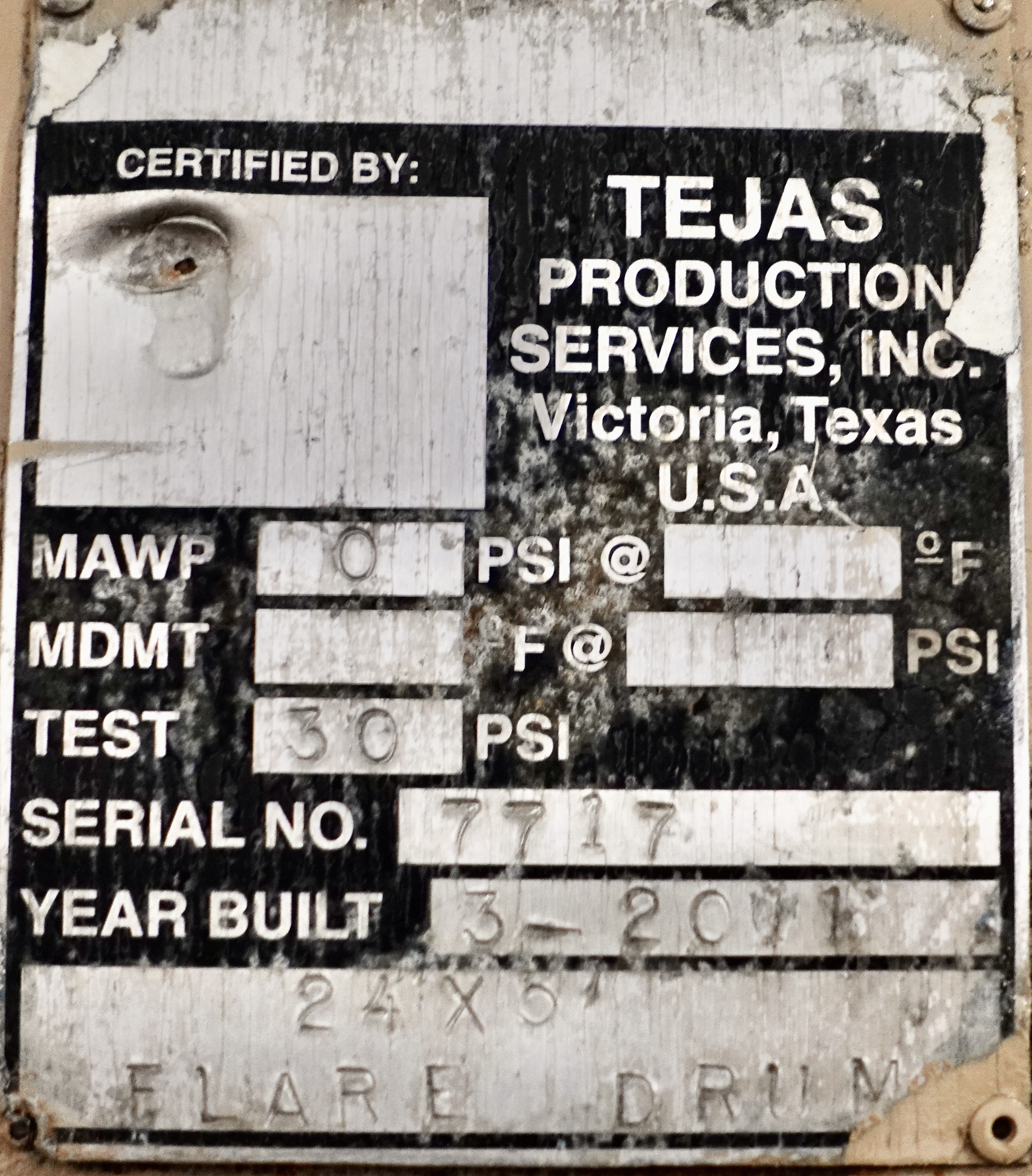 Used 2011 Tejas Production Services 24"x5', 30#