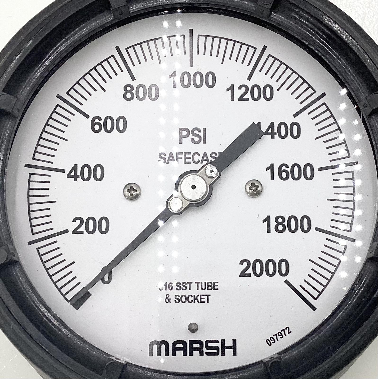 Gauge, Pressure, Dry, 1/2"x4-1/2", 0-2000#