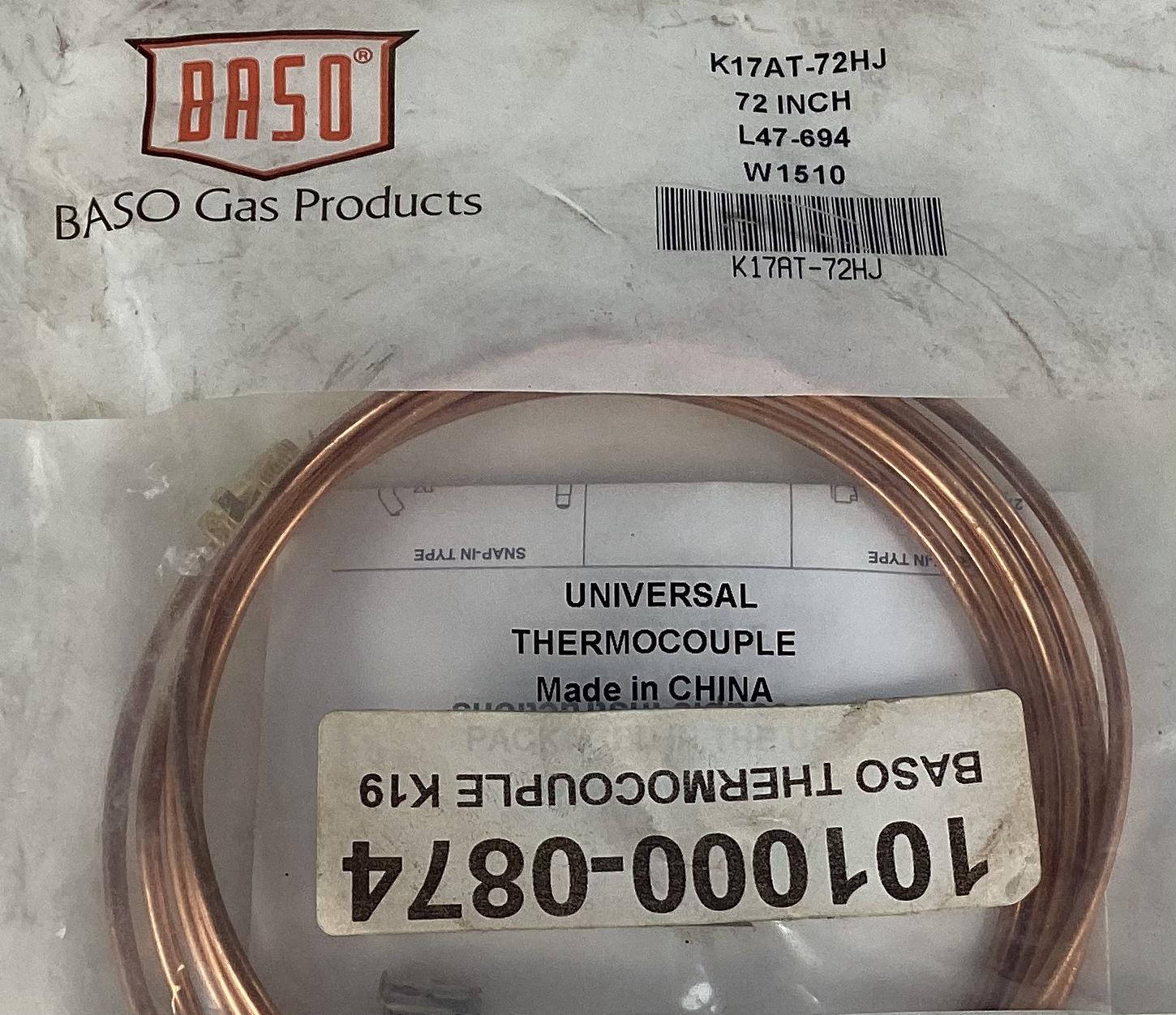 Thermocouple, 72", Snap-In, Baso