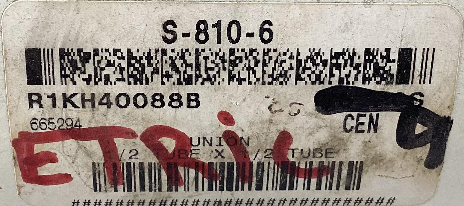 Fitting, Tube, Stainless Steel, Male, 1/2"x1/2", Tubing x Tubing