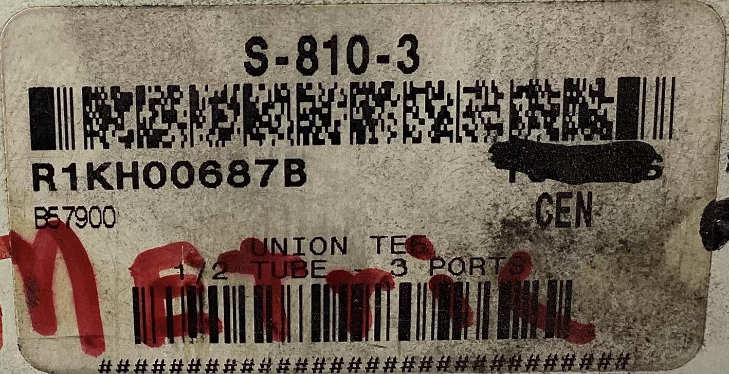 Fitting, Tube, Tee, Stainless Steel, 1/2" Tubing