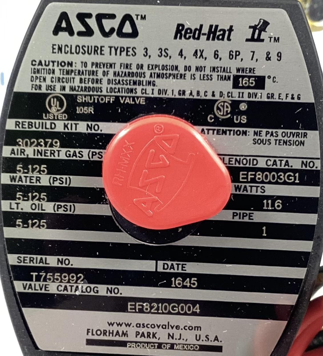 Valve, Solenoid, 2-Way, ASCO, 1", 5-125#