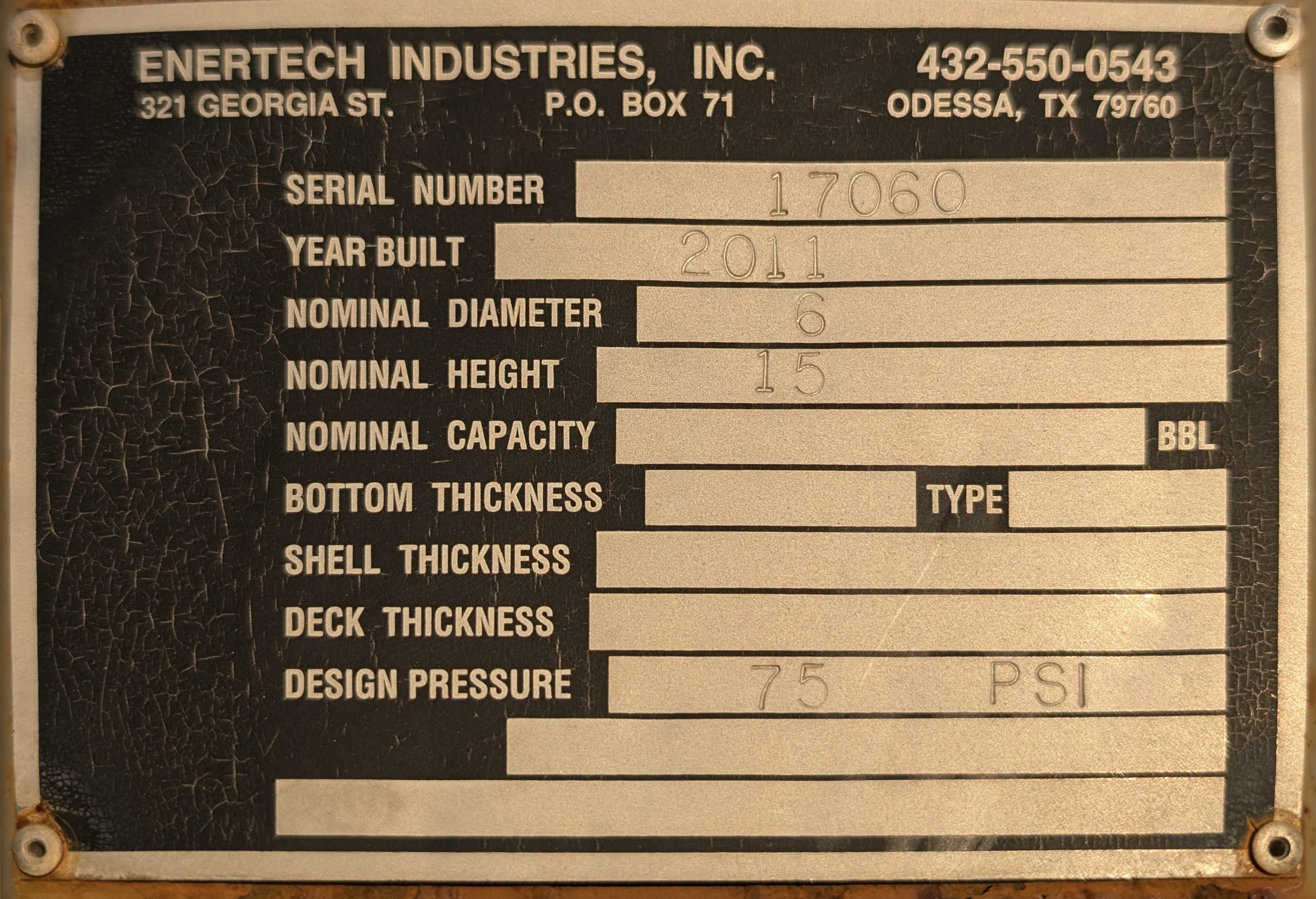 Used Separator, Horizontal, 2P, 72"x15', 75#