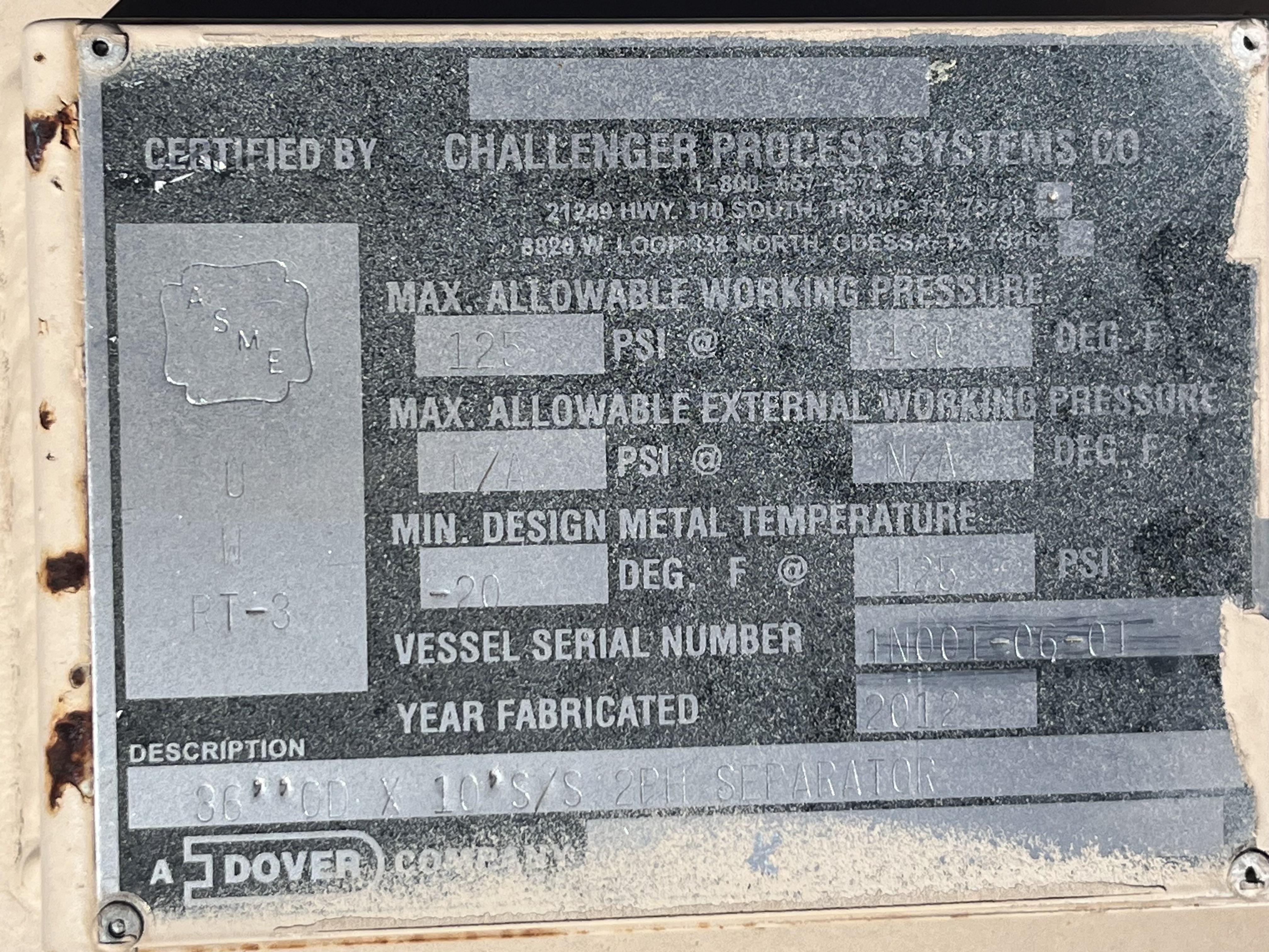 Separator, Vertical, 2P, 36"x10', 125#