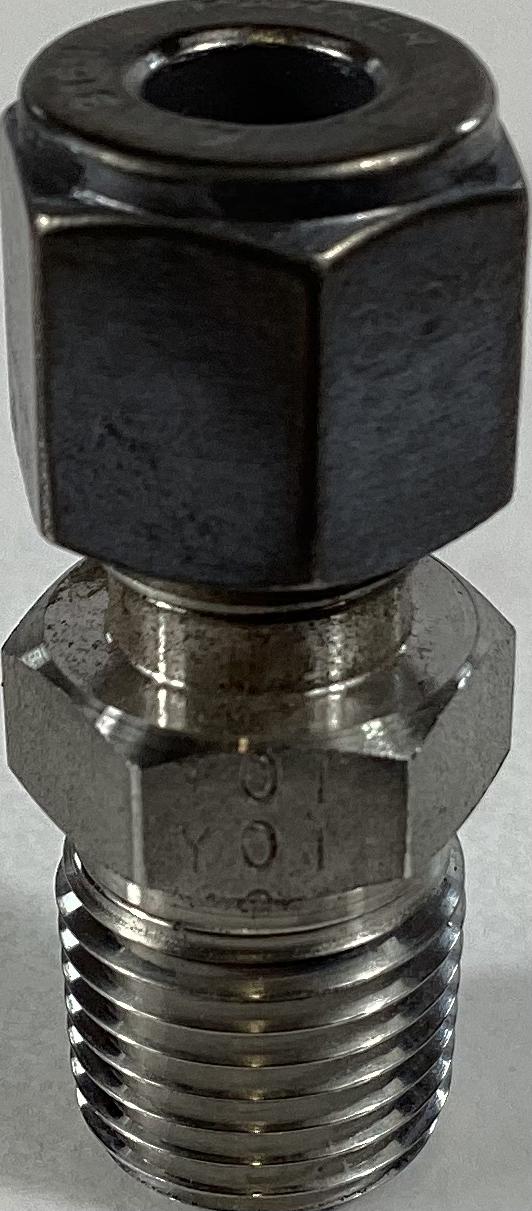 Fitting, Tube, Stainless Steel, 1/4"x1/4", Tubing x MNPT, Flareless Bite