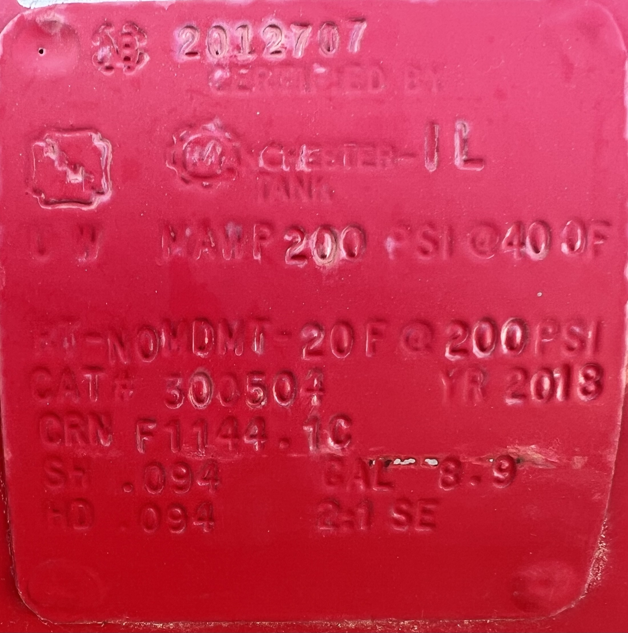 Used Blowcase, Horizontal, 8.9 gal, 200#