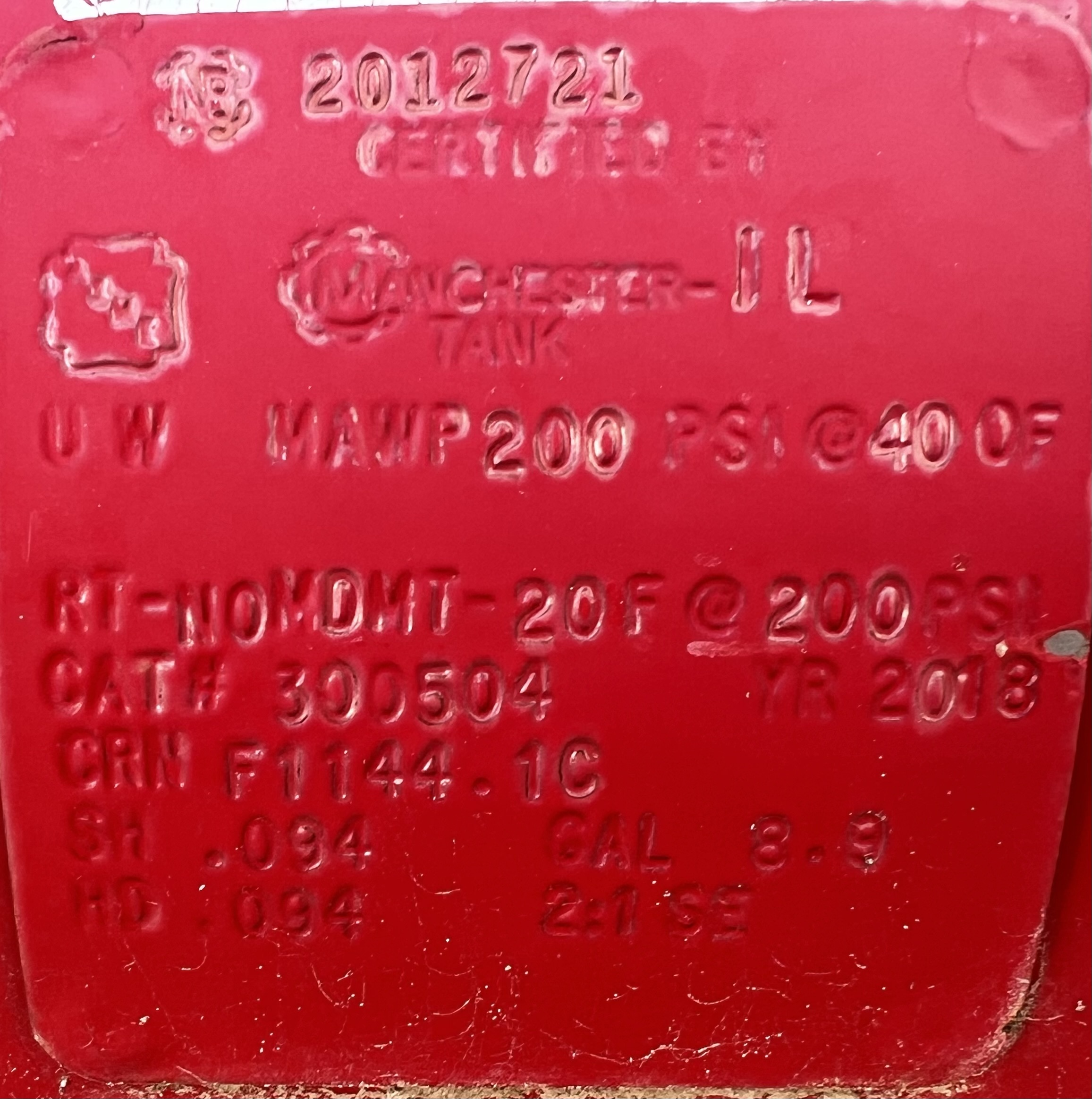 Used Blowcase, Horizontal, 8.9 gal, 200#