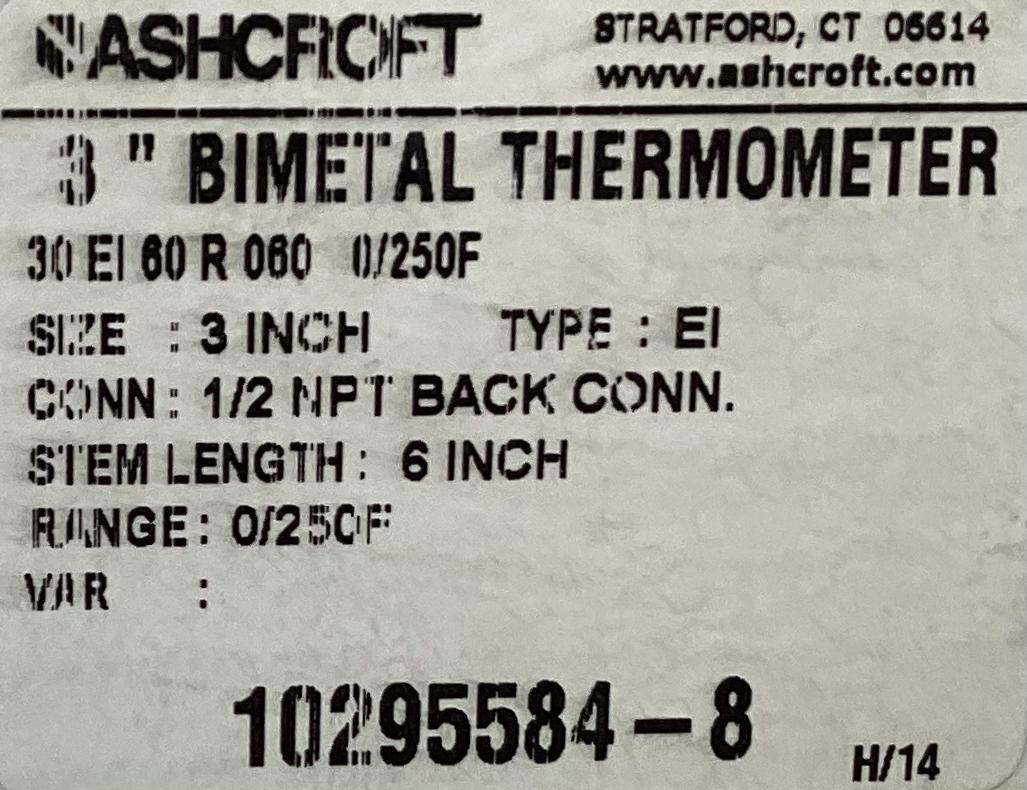 Gauge, Temperature, 1/2"x3"x6", 0-250°F