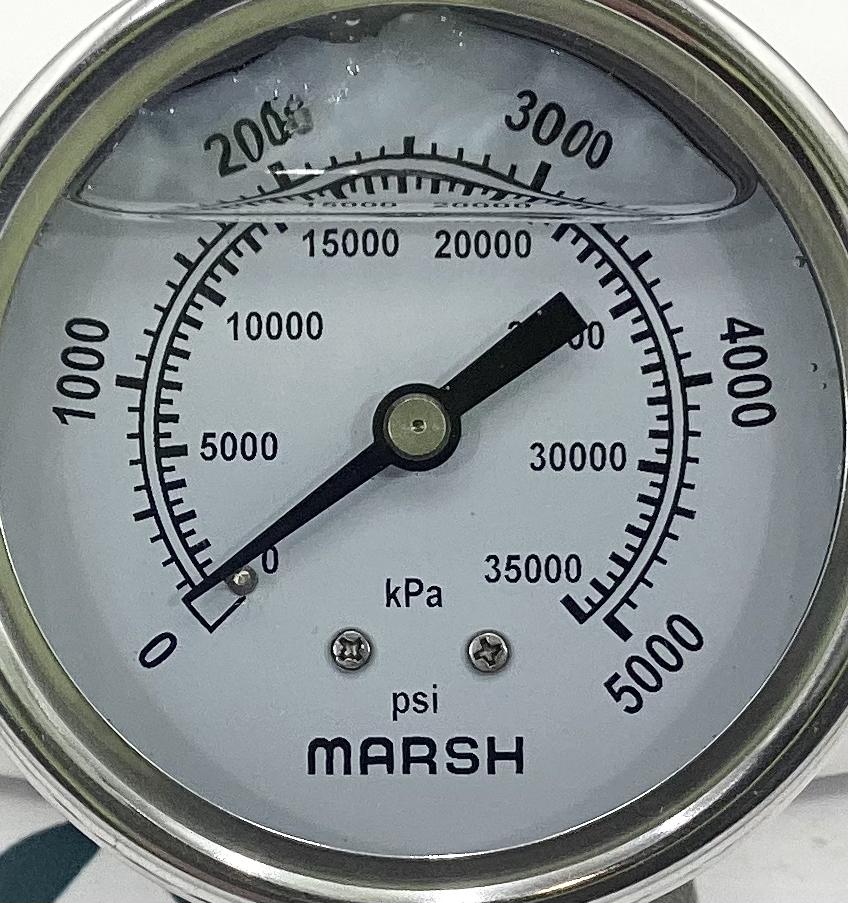 Gauge, Pressure, Liquid Filled, 1/4"x2-1/2", 0-5000#