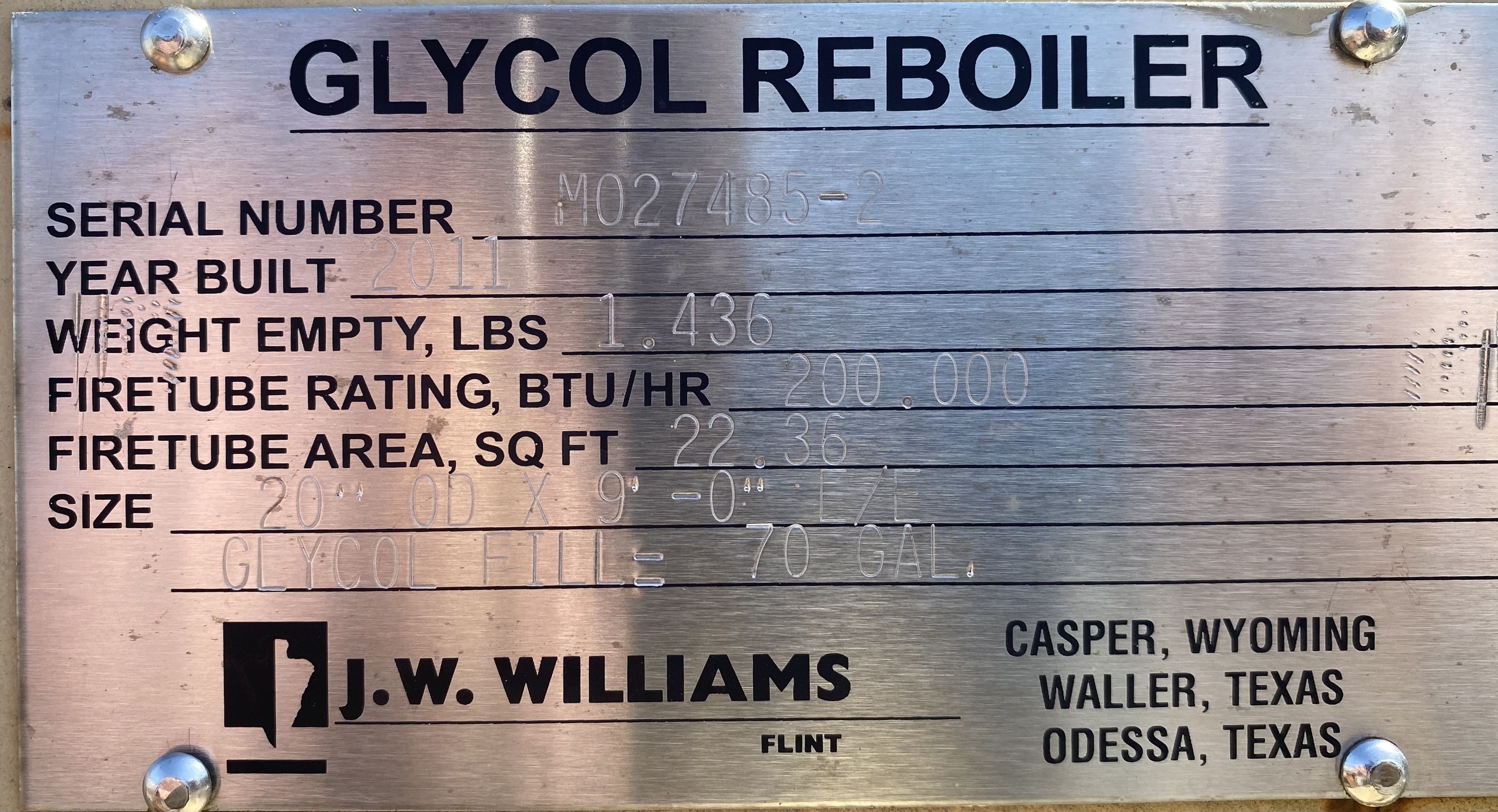 Used Dehy, 200 mbtu, 24" Tower