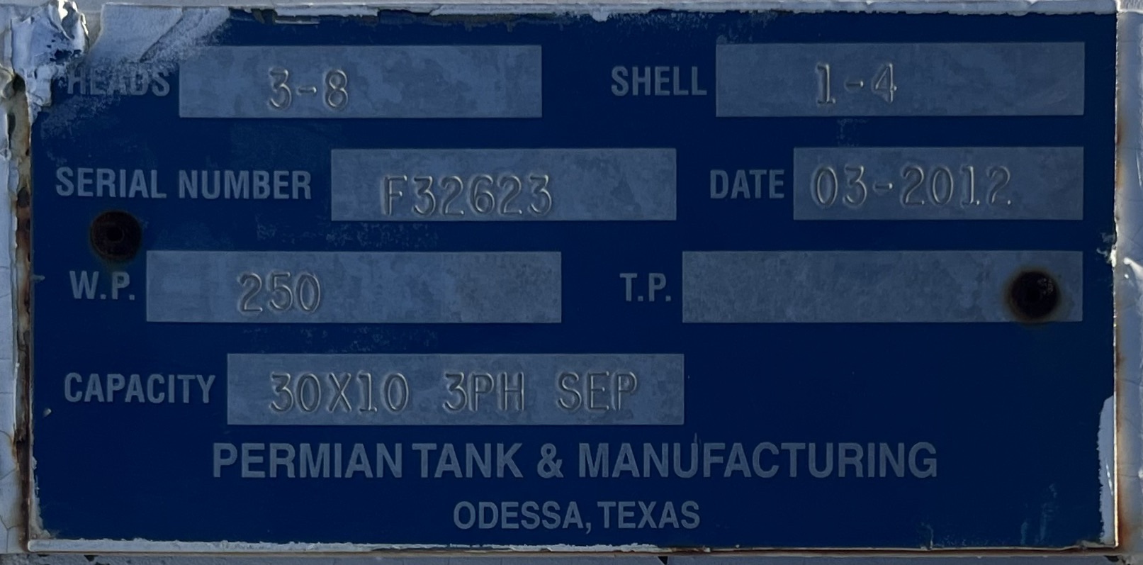 Used Separator, Vertical, 3P, 30"x10', 250#