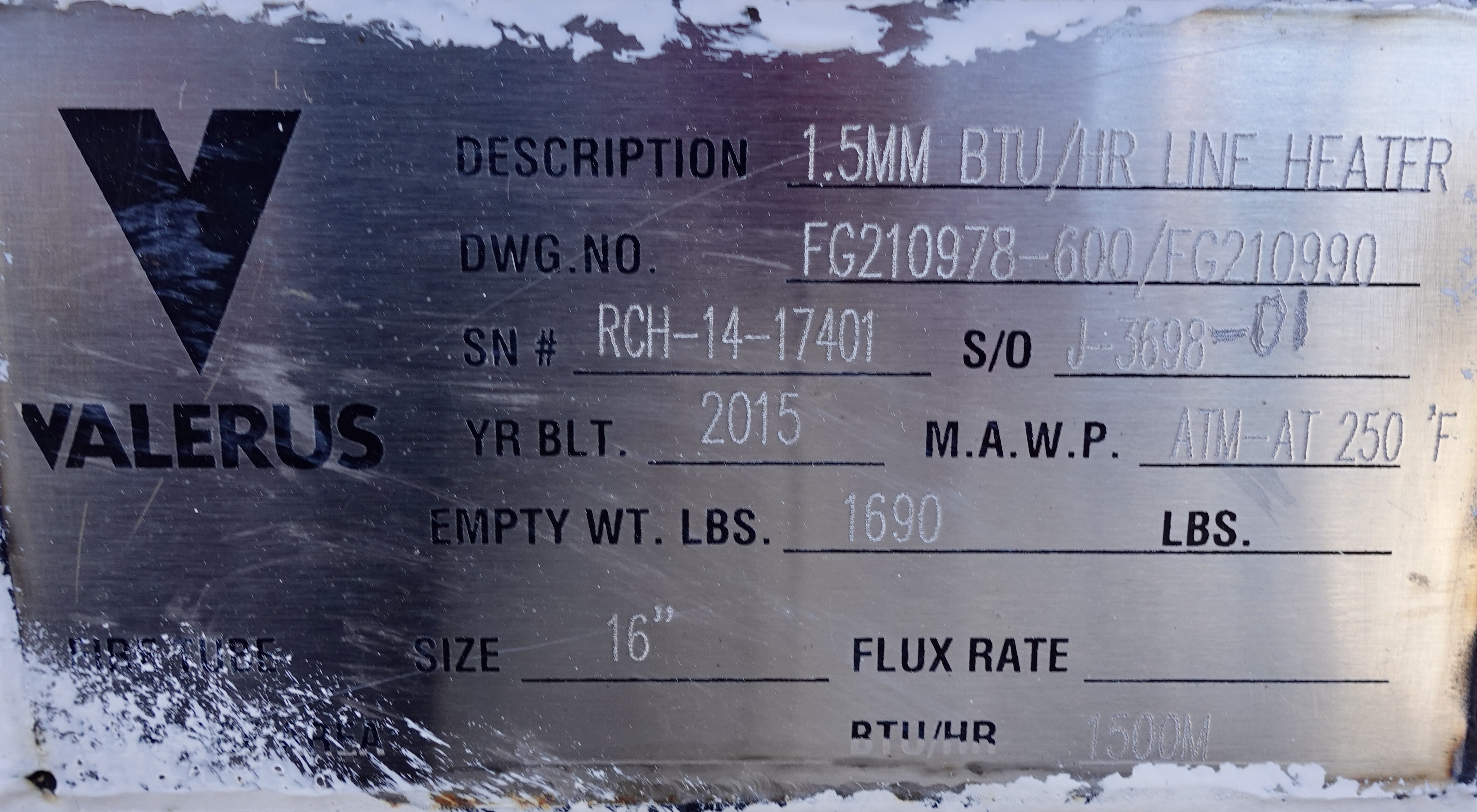 Used Line Heater, 1.5 mmbtu, 3", 5000#