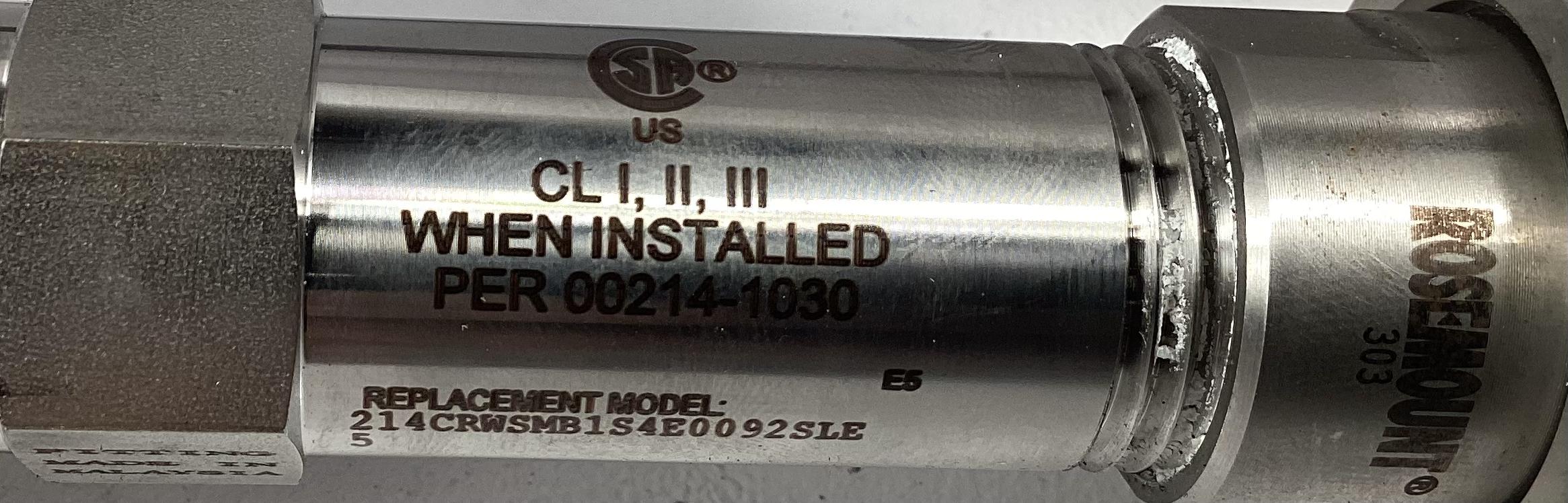 Thermocouple, Rosemount, 1/2"x8-1/2",