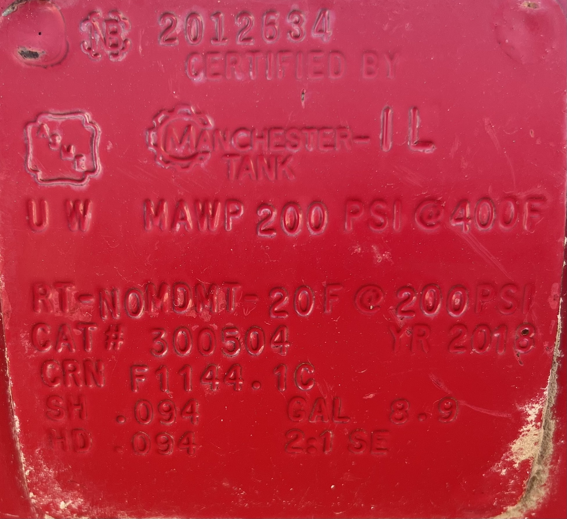 Used Blowcase, Horizontal, 8.9 gal, 200#