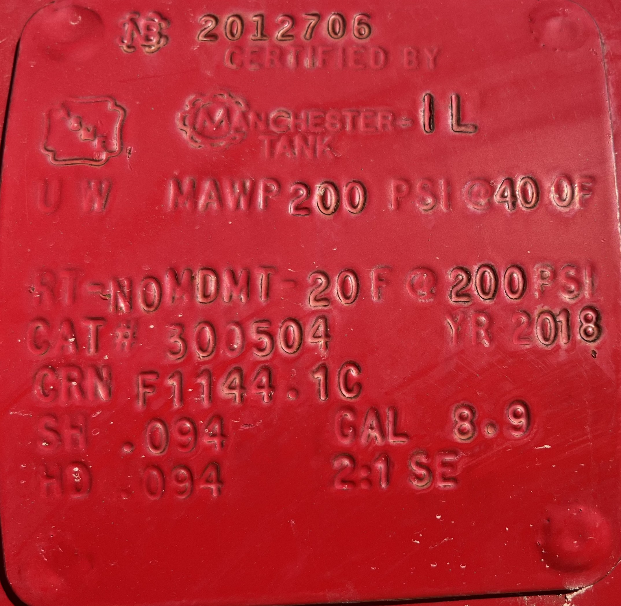 Used Blowcase, Horizontal, 8.9 gal, 200#