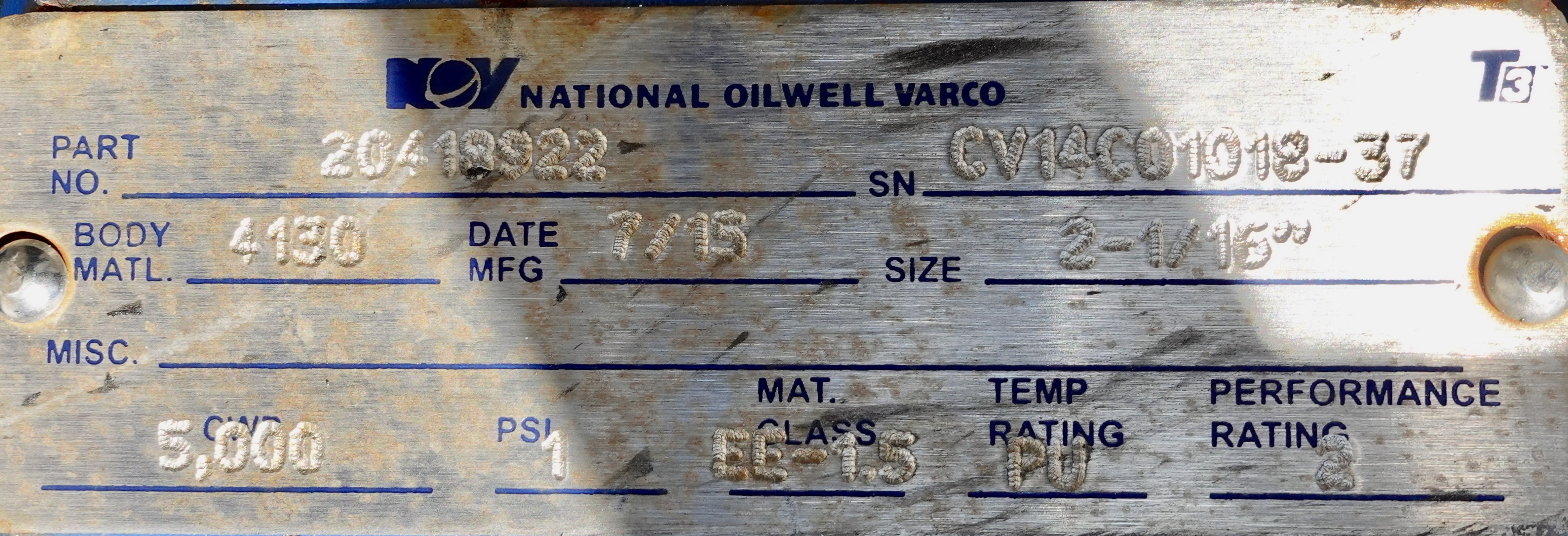 Used 2015 Valerus 3", 5000# Coil