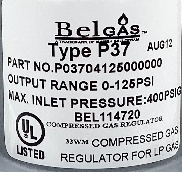 Regulator, Belgas, 1/2", 0-125#