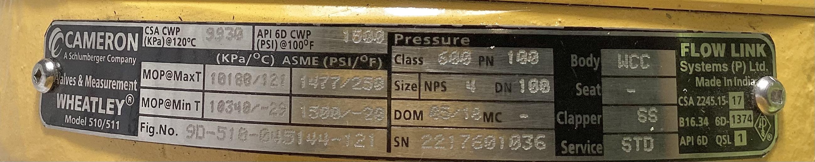 Valve, Check, 4", RF600, 1500#