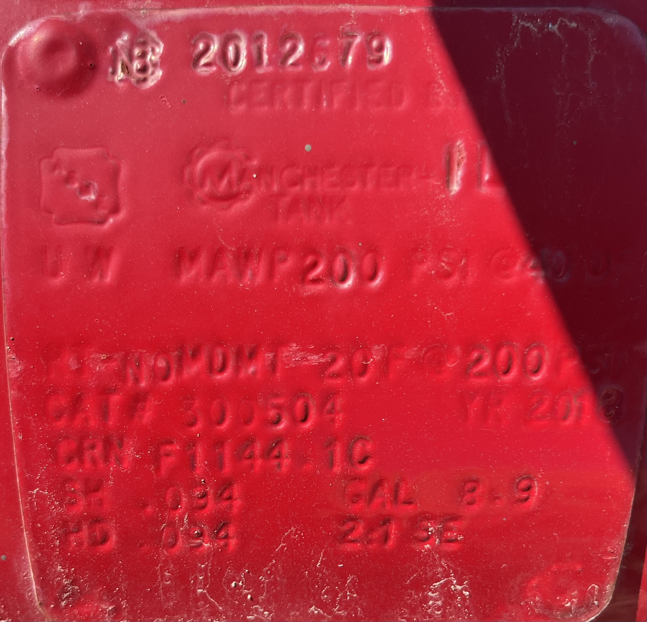 Used Blowcase, Horizontal, 8.9 gal, 200#