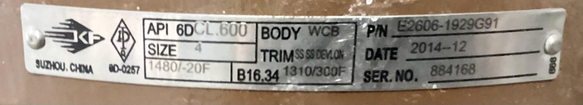 Valve, Ball, Flange, 4", RF600, 1480#