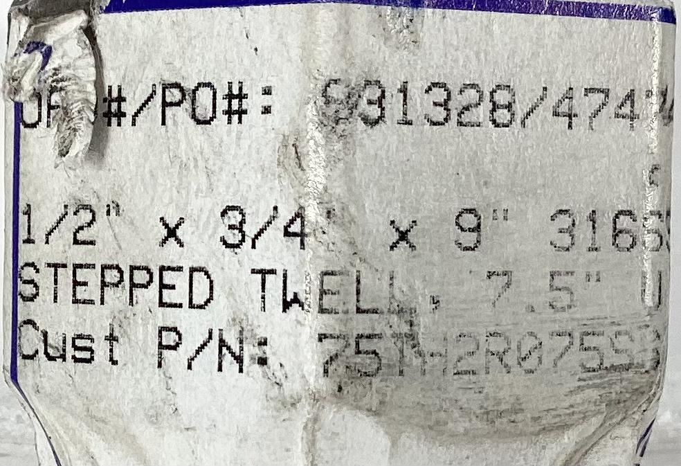 Thermowell, THD, 1/2"x3/4"x7-1/2", 316SS
