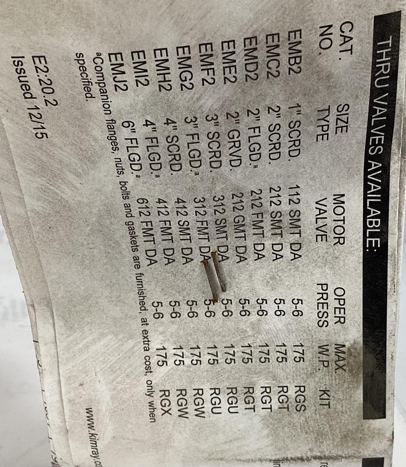 Valve, Control, Kimray, 4" Body, 175#