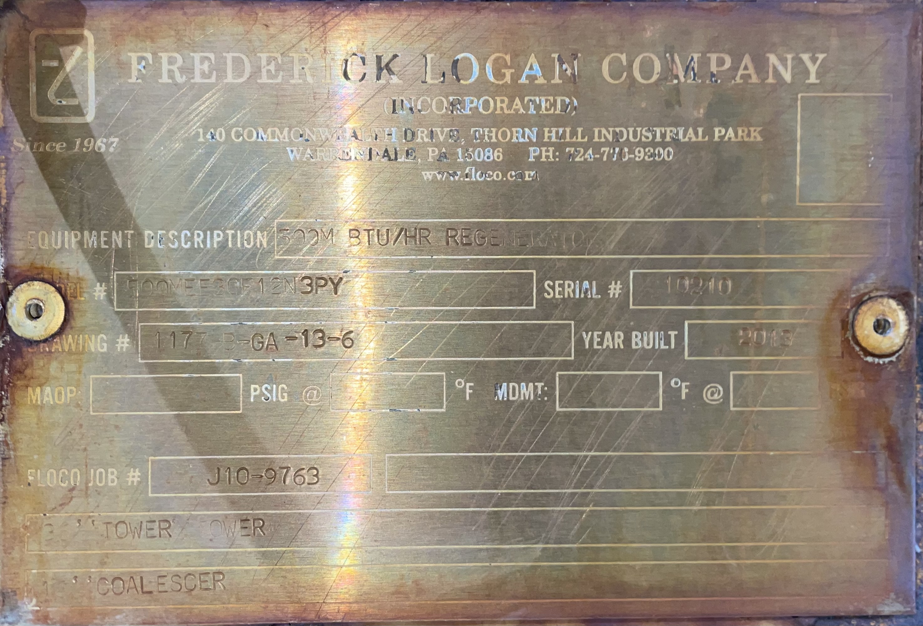 Used Dehy, Regen, 500 MBTU